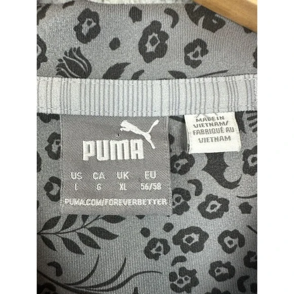 Puma Polo Shirt Mens Large Gray Floral Allover Print Performance Golf Paisley - Picture 3 of 8